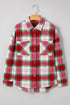 Tartan Plaid Flannel Button Front Patch Pocket Drop Shoulder Shacket